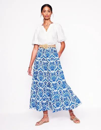 Boden Nadia Poplin Maxi Skirtblue, Ornamental Floral Women  In Kingfisher Blue, Ornamental