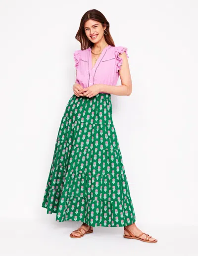Boden Nadia Poplin Maxi Skirtgreen Stamp, Dahlia Sprig Women