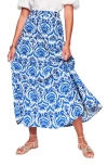 Boden Nadia Poplin Maxi Skirtblue, Ornamental Floral Women  In Kingfisher Blue, Ornamental