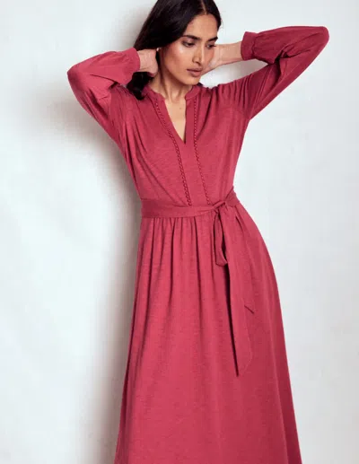 Boden Naomi Long Sleeve Jersey Dress Terracotta Red  In Burgundy