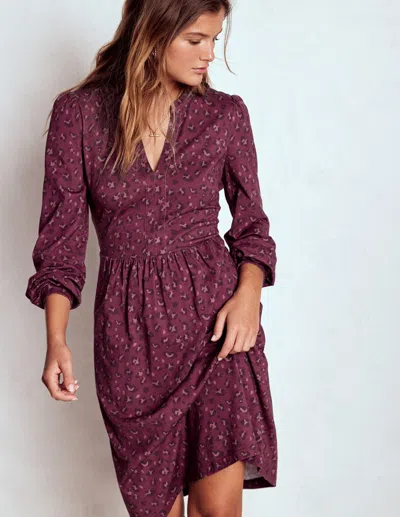 Boden Naomi Relaxed Jersey Dress Prune, Leopard Spots  In Pink