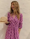 Boden Naomi Relaxed Jersey Dress Purple, Wildflower Bouquet Women  In Pink