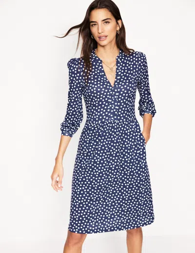Boden Naomi Relaxed Jersey Dressfrench Navy, Abstract Dot Women  In French Navy/ Abstract Dot