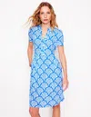 Boden Naomi Kurzärmliges Kleid-himmelblau, Blühend In Blue