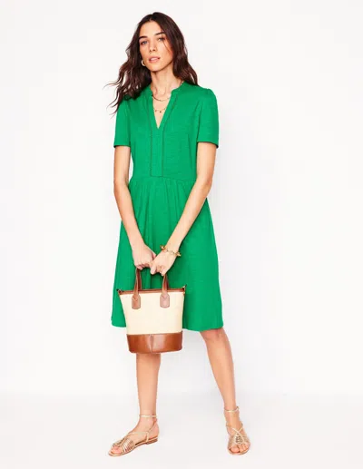 Boden Naomi Short Sleeve Dress-teal Stamp Female  In Green