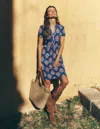 BODEN NAOMI SHORT SLEEVE DRESSBRIGHT BLUE, WILDFLOWER STAMP WOMEN BODEN