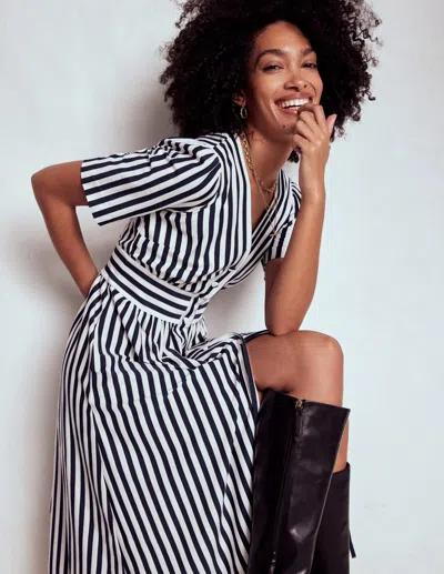 Boden Natalia Jersey Tea Dress French Navy, Ivory Stripe Women  In Multi