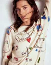 Boden Natasha Pullover Mit Originellem Design-naturweiss, Postkarte Aus Paris In Brown