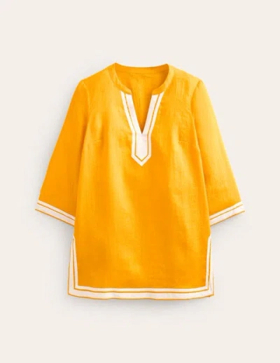Boden Neck Detail Tunic Top Artisan's Gold, Ivory Women  In Yellow