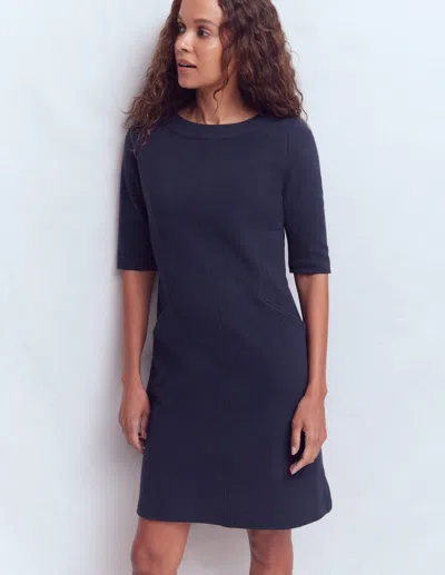 Boden Neckband Ottoman Shift Dress Navy  In Blue