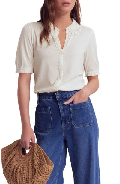 Boden Nessa Broderie Top In Neutral