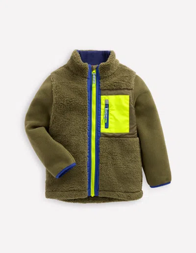Boden Kids' Kuschelige, Winddichte Fleecejacke-winter Moos In Green