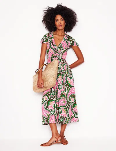 Boden Nicola Jersey Tea Dressmulti, Scallop Paisley Women  In Multi/ Scallop Paisley