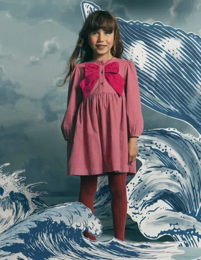 Boden Kids' Noah Kleid Mit Knopfleiste Und Schleife In Rosa | Grösse 98 In Pink