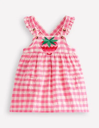 Boden Babies' Nostalgic Pinny Dresspink Gingham  In Pink