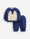 Boden Novelty Borg Sweatshirt Set Navy Penguin Unisex  In Blue
