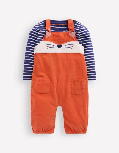Boden Babies' Novelty Dungaree Play Set Koi Fox  In Orange
