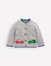 Boden Novelty Logo Cardigan Grey Marl Cars  In Gray