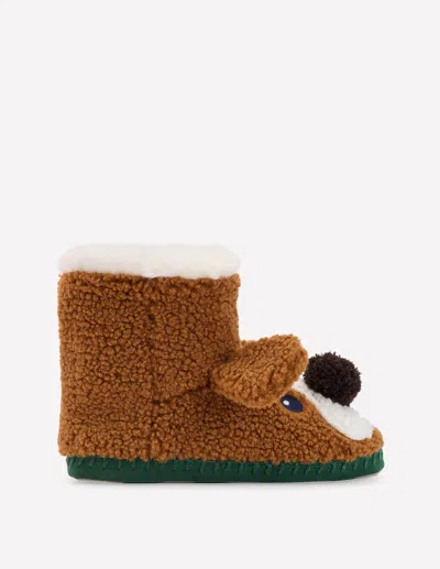 Boden Kids' Novelty Slipper Boots Dog Unisex  In Brown