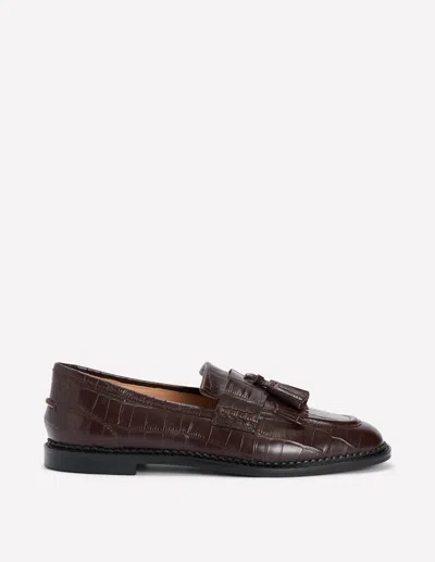 Boden Nya Flache Ghillie-loafer-lade Krokodilleder In Schoko | Grösse 36 In Braun