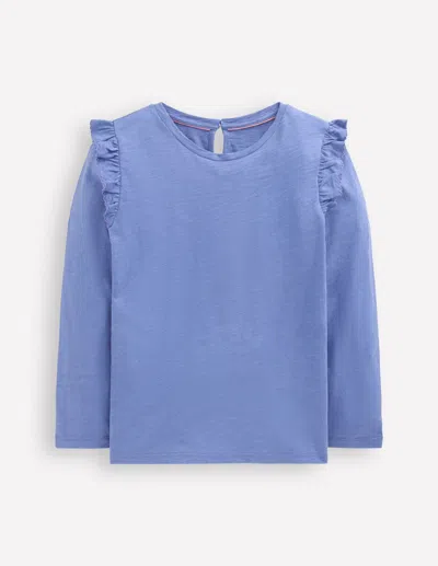 Boden Kids' Oberteil Aus Flammgarn Mit Rüschenärmeln-blau In Blue