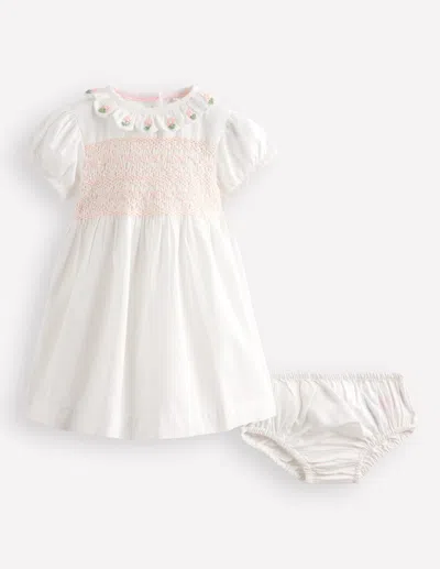 Boden Babies' Occasion Smocked Dressivory Girls  In White