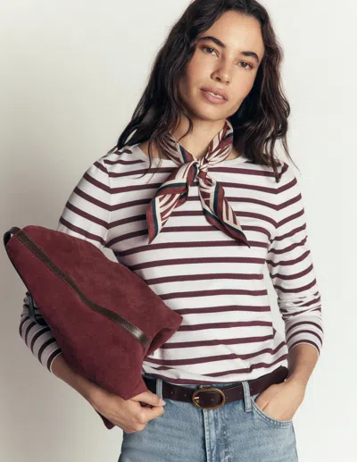 Boden Olivia Langärmliges Bretonshirt In Weiss | Grösse 46 In Multi