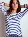 Boden Olivia Langärmliges Bretonshirt-eisvogelblau, Bunte Manschetten In Pattern