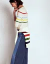 Boden Olivia Long Sleeve Breton-oatmeal Marl Placed Breton Female  In Gray