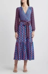 Boden Ophelia Mix Print Long Sleeve Faux Wrap Dress