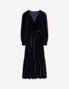 BODEN OPHELIA VELVET MIDI WRAP DRESSNAVY WOMEN BODEN