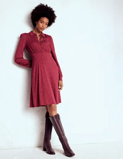 Boden Orla Kurzes Jersey-hemdblusenkleid-kastanienbraun, Blühend Paisley In Pink