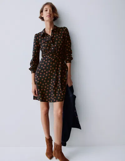 Boden Orla Short Jersey Shirt Dress Russet, Painted Dot  In Multi