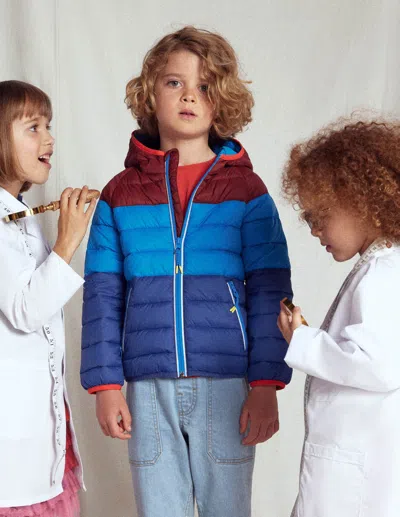 Boden Kids' Pack Away Padded Jacket Blue Colour Block Boys  In Multi