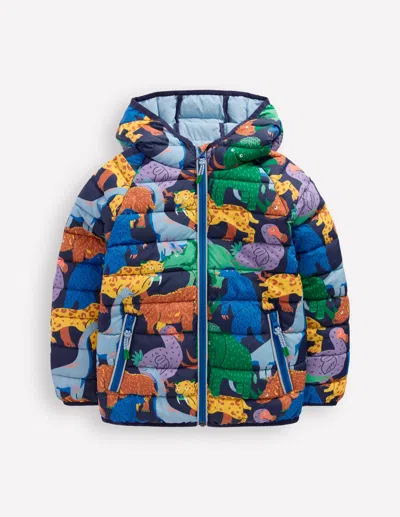 Boden Kids' Bequem Verstaubare, Wattierte Jacke-prähistorische Tiere In Multi