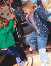 Boden Packaway Padded Jacketcollege Navy Rainbow Apples Boys