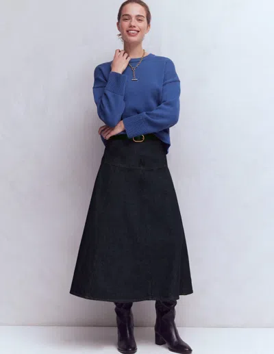 Boden Panelled Detail Denim Skirt Indigo  In Blue