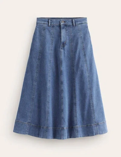 Boden Panelled Full Denim Skirt Mid Vintage Women