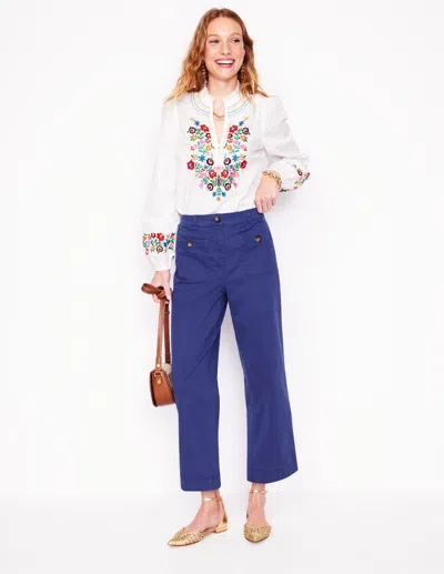 Boden Patch Pocket Crop Chino Pants Starboard Blue Women