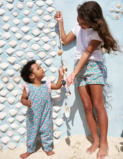 Boden Kids' Patch Pocket Shortsmulti Flowerbed Girls  In Blue