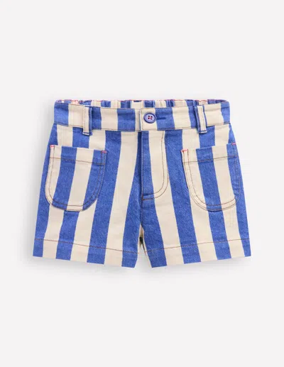 Boden Kids' Patch Pocket Shortsorion Blue/ Ivory Girls