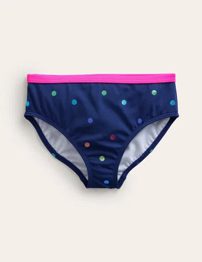 Boden Kids' Patterned Bikini Bottomsnavy Rainbow Confetti Spot Girls  In Blue