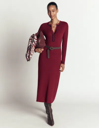 Boden Paula Geripptes Kleid Mit Rundhalsausschnitt In Blau | Grösse 30 In Brown