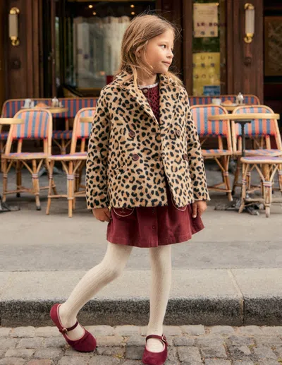 Boden Kids' Pea Coat Large Leopard Spot  In Animal Print