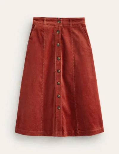 Boden Petra Cord Midi Skirt Rust Women