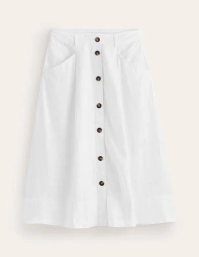 Boden Petra Linen Midi Skirt White Women