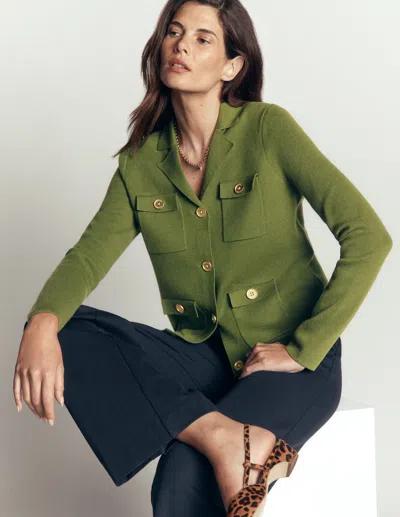 Boden Phoebe Strickjacke Mit Kragen In Grün | Grösse 48 In Green