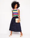Boden Pintuck Linen Midi Skirtnavy Women  In Navy