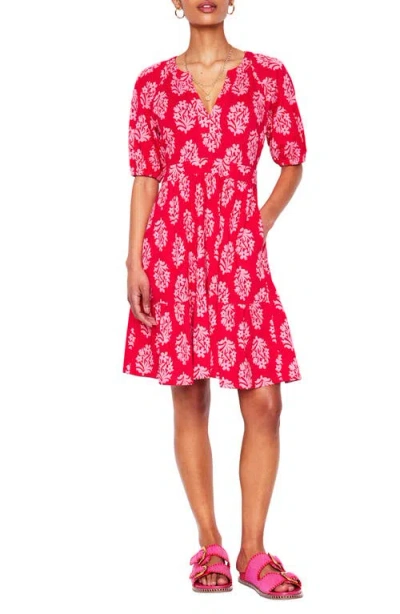 Boden Piper Floral Short Sleeve Cotton Blend Jersey Dress