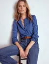 Boden Pippa Jerseyhemd Mit Lochstickerei-denim-blau In Blue